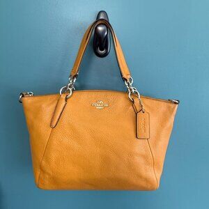 Coach Kelsey Satchel Crossbody Yellow Mustard Canary Zip Purse Leather F57563